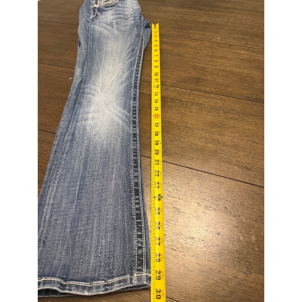 Miss Me JE8017BR Bootcut Jeans Embellished Sequin Rhinestone Blue Denim Size 28 - Picture 6 of 10